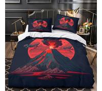 UFVZBNFAN Vulcano Eruption Copripiumino microfibra ultra morbida motivo 3D 3 Pezzi con cerniera nascosta con federa digital Fantasia Set Di Copripiumino for coppie Super king（260x220cm）