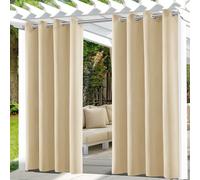 UFYTT Tende da Esterno Impermeabile,2 Pezzi Tende per Esterno con Anelli,Tende per Gazebo Esterno Oscurante,Tende Idrorepellente per Esterni per Balconi,Terrazzo,Veranda,132x215cm,Beige