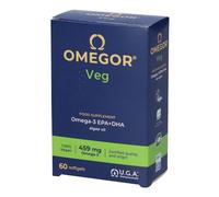 UGA Nutraceuticals Omegor Veg - Integratore vegano di omega-3 per cuore e cervello, 60 capsule