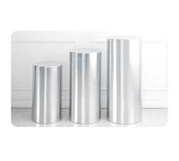 UGCER Coperture per piedistallo per Cilindro per Feste, coperture in Tessuto Elastico abbronzante in Spandex per Oggetti di Scena per Matrimoni,Argento,Large(Set of 3)