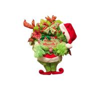 UGDOUS Decorazione Natalizia Creativa for Porta, Ornamento da Appendere a Forma di Mostro Peloso Verde di Peluche, Ghirlanda di Gambe Grinch