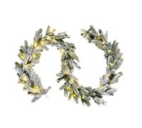 UGDOUS Ghirlanda Decorativa in Cedro Artificiale di Rattan da Appendere for Natale con Ghirlanda Luminosa a LED(White Green 108 TOU)