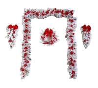 UGDOUS Ghirlanda Natalizia in Rattan Adatta for Porta d'ingresso, Ghirlanda di Vite Floccata, Tenda for Porta, Scala(1.5m)