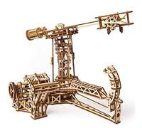 UGEARS 3D Aviator Puzzle in legno a forma di aereo ed elicottero, Torre set gioco fai da te rispettoso dell'ambiente per adulti e bambini, set di modellini in legno, beige
