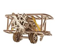 UGEARS Mini Biplano Puzzle 3D in Legno - Kit Modello Meccanico in Legno da Costruire - Puzzle Fai da Te Giocattolo Aeroplano con Motore Modello - Rompicapo Set da Costruzione per Adulti e Bambini