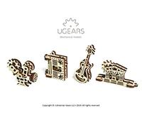 UGEARS U-Fidgets Creation 555 70041 - Set di 4 puzzle 3D anti-stress, 4 mini modellini in miniatura, modello echano