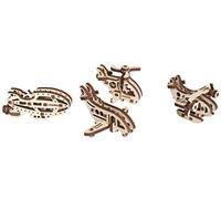 UGEARS Unknown' 70034 U-Fidgets - Set di puzzle con 4 modelli di puzzle 3D anti-stress, 4 mini modellini in miniatura echano