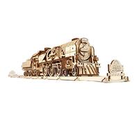 UGEARS V-Express Treno a vapore con tender - Regalo per la festa del papà Puzzle per adulti Kit di modellini di puzzle in legno 3D per adulti ragazzi Kit di costruzione di puzzle 3D Kit di modellini