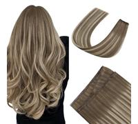 Ugeat Extension a farfalla in capelli veri Remy, 100 g, capelli veri Remy, castano chiaro ombré, balayage, 45 cm, 8/60/8