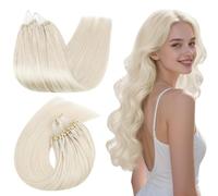 Ugeat Extension Capelli Microring Biondo Platino Veri Umani Extension Capelli Veri con Microring Bionde #60A Lunghezza Media 45 cm Ideali per L'Estate Remy Lisci 50ciocche 50G