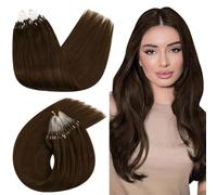 Ugeat Extension Capelli Microring Castano Veri, 45 cm 50ciocche, Extension Capelli Veri con Microring Marrone Cioccolato, Remy Umani Naturale Resistenti, 50grammi