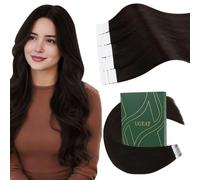 Ugeat Extension Capelli Veri Biadesivo Marrone Extension Biadesive Marrone Scuro Capelli Donna Veri Remy Lunghezza Media Lisci 40 cm #2 20pezzi 50G