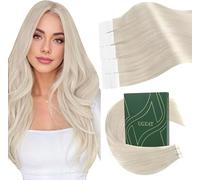 Ugeat Extension Capelli Veri Biondi 40cm 20pz Extension Biadesive Capelli Veri Biondo Platino Umani Lunghezza Media Tape in Invisible e Comoda 50G
