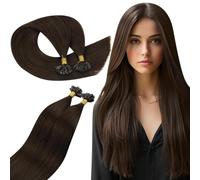 Ugeat Extension Capelli Veri Cheratina Marrone #4 Cioccolato Extension Capelli con Cheratina Castano Scuro 45 cm Umani Lisci Lunghezza Media 50ciocche 50G