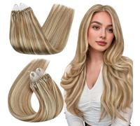 Ugeat Extension Capelli Veri Microring 50cm Castano Chiaro Mèches Biondo Extension Micro Ring Capelli Veri Biondo Platino #10P613 Umani Lunghezza Media Lisci Donna 50ciocche 50G