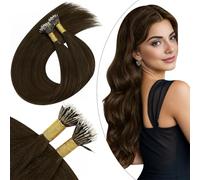 Ugeat Extension Capelli Veri Nanoring Castano Cioccolato Extension Capelli Veri Nano Ring Lunghi Lisci Castano #4 Remy Invisibili Effetto Lunghezza 50 ciocche 50G