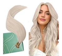 Ugeat Extension Capelli Veri Nanoring Lunghi #60A Biondo Extension Capelli Veri Nano Ring 60 cm Platino Effetto Lunghezza Remy Lisci Traspiranti 50 ciocche 50grammi