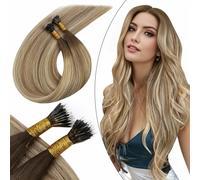 Ugeat Extension Capelli Veri Nanoring Marrone Scuro Lisci Extension Nanoring Capelli Veri Biondi Chiaro Balayage Naturale 50 cm Reali Umani Lisci 50 ciocche 50G