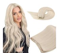 Ugeat Extension Capelli Veri Tessitura 55 cm Biondo 100grammi Extension Capelli Matassa Veri Biondo Platino Invisibile Remy Lisci Umani Lunghi Setosi
