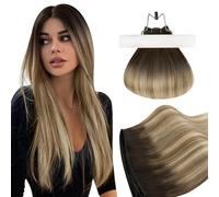 Ugeat Extension Capelli Veri Tessitura 60 cm Invisibili Extension Capelli Tessitura Marrone Balayage Castano Chiaro Biondo Weft Hair Remy Umani Lisci Naturali 100 grammi #4/6/613