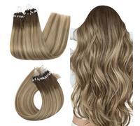 Ugeat Extension con micro anelli di capelli umani Ombre, colore marrone scuro, con micro anelli, 55 cm, 50 g, 50 S, 3/8/22