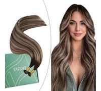 Ugeat Extension di capelli veri, nanoring balayage, colore marrone, con nanoring, capelli veri, marrone cenere, ombre, nano anello marrone scuro, 45 cm, 50 g, 50 g