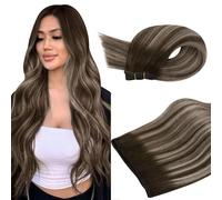 Ugeat Extension Tessitura Capelli Veri 100grammi 55 cm Balayage Extension Capelli Matassa Veri Castano Cenere Balayage Biondi Remy Lunghi Lisci Sfumato Naturale #4/18/4