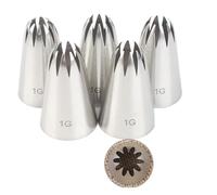 Ugelli Di Glassa 5pcs/set Large Icing Piping Nozzles For Decorating Cake Baking Cookie Cupcake Nozzle Stainless Steel Pastry Tips(1G-5pcs)
