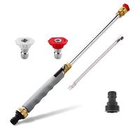 Ugello Acqua Getto Alta Pressione, Pulitrice Alta Pressione Getto Portatile, 2-in-1 Pulitrice Potenza Alta Pressione Per Casa, Ugello Getto Per Tubo Giardino Con Adattatore E 2 Diverse Punte gray