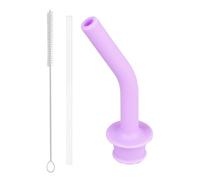 Ugello di paglia in silicone a pressione - Ugello di paglia da bere curvo a ventosa | Set di cannucce portatili con spazzola di pulizia per tazza, tazza, tazza da caffè, vetro