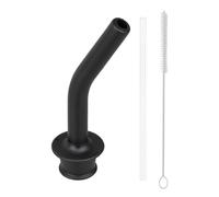 Ugello di paglia in silicone a pressione - Ugello di paglia da bere curvo a ventosa | Set di cannucce portatili con spazzola di pulizia per tazza, tazza, tazza da caffè, vetro