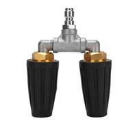 Ugello Idropulitrice Doppio Turbo 1/4" Acciaio Inox 4000 PSI - Potente Pulizia Rotante per Giardino e Auto, Accessori Facili da Montare (Nero)