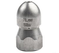 Ugello idropulitrice in acciaio inox G1/2" per la pulizia dei tubi e il risciacquo dei canali, 6 getti indietro contro intasamenti da sporco e foglie (A)