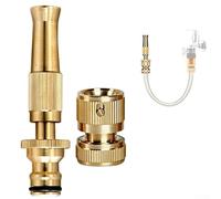 Ugello irrigatore ad alta pressione in rame con pressione regolabile e connettore rapido per tubo da giardino, set di ugelli durevoli per un'irrigazione efficiente (2 pezzi)