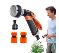 Ugello per irrigazione da giardino, ugello per tubo da giardino, bocchetta per tubo 'acqua con manico antiscivolo, spruzzatore ad alta pressione, robusto inserto per tubo per la pulizia e la