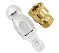 Ugello per la pulizia del canale ad alta pressione 5000 PSI con chiusura rapida da 1/4 pollici, kit ugello in acciaio inox con 1 anteriore e 6 raggi retromarcia per il pulitore dei tubi(B)