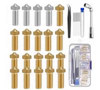 Ugello per stampante 3D, parti per stampante 3D, ugelli da 0,4 mm, per Volcano Anycubic Vyper Kobra Max Artillery Phaetus Rapido Kobra 2... (acciaio inox + ottone, 20 pezzi da 0,4 mm)