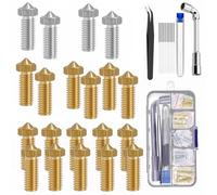Ugello per stampante 3D, ugelli per stampante 3D, per Volcano Anycubic Vyper Kobra Max Artillery Phaetus Rapido Kobra 2... (acciaio inox + ottone, kit di 20 pezzi)