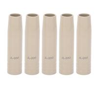 Ugello per torcia di saldatura da 5 pezzi con rivestimento antiaderente per saldatore MIG, corrente nominale 200 A, struttura in rame per resistenza alle scorie e conduttività (JL-200A)