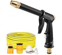 Ugello per tubo da giardino ad alta pressione con spruzzo regolabile a 360°, in lega di alluminio, per lavaggio auto, bagno per animali domestici e irrigazione da giardino, nero (A)