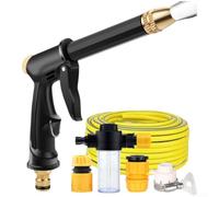 Ugello per tubo da giardino ad alta pressione, spruzzatore multi-modello per la pulizia e il bagno degli animali domestici, testa in metallo con controllo del flusso, 19 cm (B)