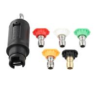 Ugello regolabile per idropulitrice con spray variabile da 0 a 60°, in acciaio inox, si adatta alla maggior parte delle bacchette, include 5 punte per la pulizia di auto, patio e vialetto