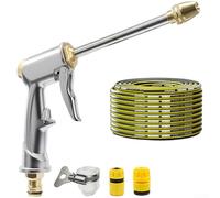 Ugello spruzzatore da giardino ad alta pressione con turbo boost a doppia spirale, regolabile a 360°, 4 modalità di irrigazione, per lavaggio auto, pulizia del prato, attività di irrigazione (5 metri)