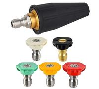 Ugello turbo rotante,RoadLoo Ugello Rotativo Turbo Alta Pressione rotante spray in ottone with 5 Pezzi Ugelli idropulitrice Spirale Getto Acqua Turbinio 1/4 "Quick Connect Spina Spray 3600 PSI
