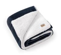 UGG Nita, Coperta morbida reversibile in peluche per divano o letto, comoda, calda e soffice, per soggiorno o camera da letto, lavabile, 127 x 178 cm, blu navy