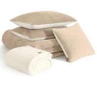 UGG Remina California King 32540 - Set di 5 piumini morbidi e lussuosi, lavabili in lavatrice, con 2 federe, cuscino decorativo da 45,7 x 45,7 cm e coperta da 127 x 152 cm, per letto king size,