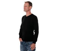 Ugholin Maglione Uomo 100% Merino Scollo a V Maniche Lunghe Nero