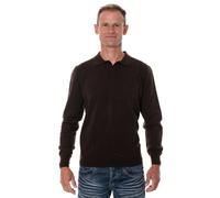 Ugholin Maglione Uomo 100% Yak Colletto Polo Maniche Lunghe Marrone