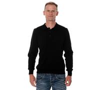 Ugholin Maglione Uomo 100% Yak Colletto Polo Maniche Lunghe Nero