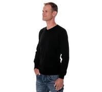 Ugholin Maglione Uomo 100% Yak Scollo a V Maniche Lunghe Nero